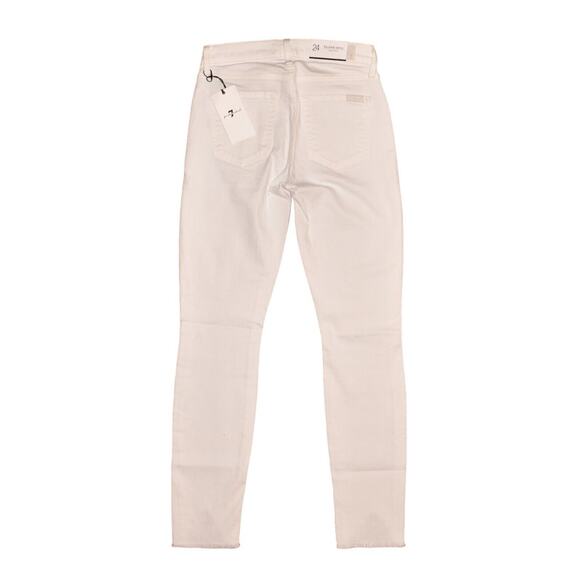 7 FOR ALL MANKIND NEW $185 Ankle Skinny Jean w/ Wave Hem Clean White Size 24 - Picture 3 of 5